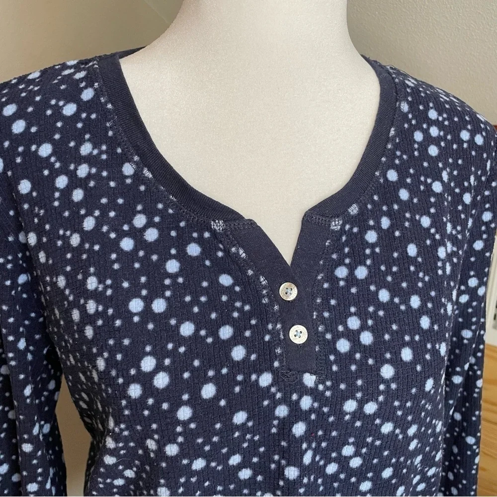 Nautica Navy Blue Bubble Print Long Sleeve Pajama Set Small
